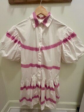 Wknd Tie Dye Shirt Dress 100% Cotton Pink and White Size Small